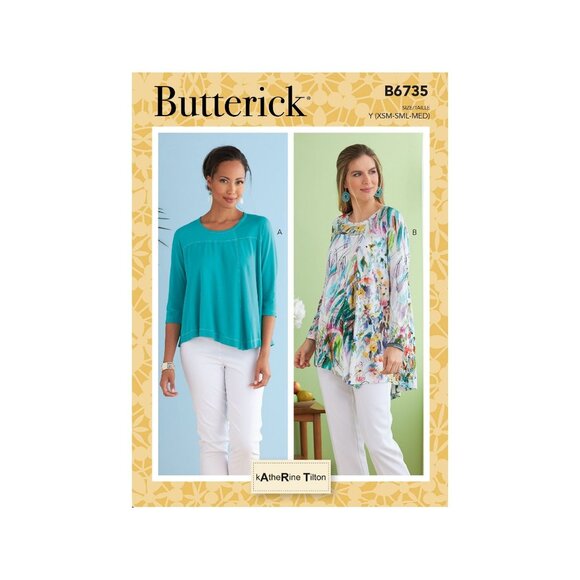Butterick B6735 Katherine Tilton Misses Top Pattern with Asymmetrical Hem XS-M - Picture 1 of 8